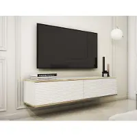 AX Living Élément TV suspendu Orkis MDF 135 cm Moderne Fonctionnel Blanc