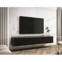 AX Living Buffet de salon Orkis MDF 175 cm Moderne en noir