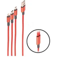 Shiverpeaks -BASIC-S--USB 3in1 charging cable A plug to USB Micro B + USB type C + 8-pin plug, red, 1.2m (1.20 m)