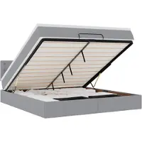vidaXL Ottomane Lit avec matelas & LEDs Gris clair 180x200 cm Tissu