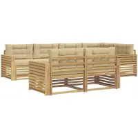 vidaXL Ensemble de salon de jardin , 7 pièces, blanc et beige, en polyester