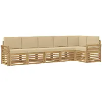 Syfax Ensemble de canapés d'extérieur 6 pcs Blanc et Beige
