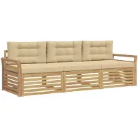 Syfax Ensemble de canapés d'extérieur 3 pc Blanc et Beige