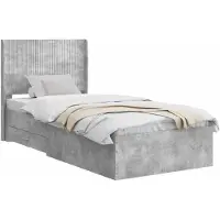 vidaXL Sommier avec rangement et tête de lit, gris béton, 75 x 190 cm