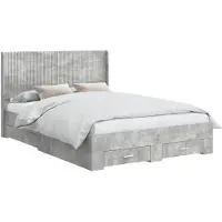 vidaXL Sommier avec rangement et tête de lit, gris béton, aggloméré