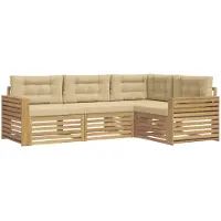 Syfax Ensemble de canapés d'extérieur 4 pc Blanc et Beige Polyester