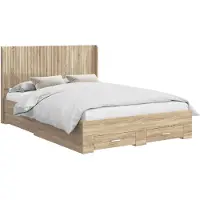 vidaXL Cadre de lit avec espace de rangement et tête de lit en chêne Sonoma