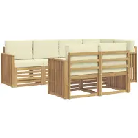 Syfax Ensemble de canapés d'extérieur 7 pcs Blanc et crème