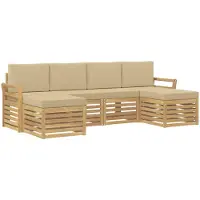vidaXL Ensemble de canapés d'extérieur , 6 pièces, blanc et beige, en polyester