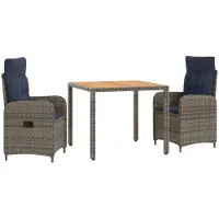 Syfax Ensemble de table d'extérieur comprenant 3 pièces, en résine tressée (PE) et en acier avec revêtement par poudre