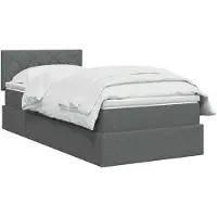 vidaXL Lit coffre à LED avec matelas, gris foncé, 90 x 200 cm, tissu