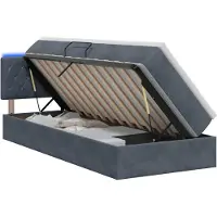 vidaXL Lit coffre à LED avec matelas, gris foncé, 100 x 200 cm, velours