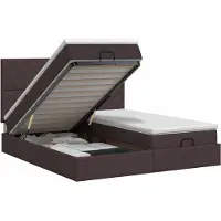vidaXL Coffre de lit avec matelas et repose-tête, 2 pièces, tissu marron foncé