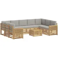 vidaXL Ensemble de salon de jardin , 10 pièces, blanc et gris clair, en polyester