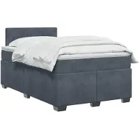 vidaXL Lit à lattes avec matelas et éclairage LED, gris foncé, 120 x 190 cm, revêtement en velours