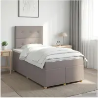 vidaXL Lit Boxspring avec matelas Taupe 120 x 200 cm Tissu