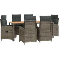 Syfax Ensemble de table d'extérieur, 7 pièces, en gris clair et gris foncé