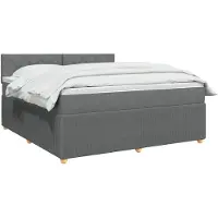 vidaXL Lit boxspring avec matelas gris foncé 160 x 200 cm Tissu