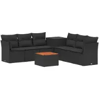 vidaXL Ensemble de salon de jardin 8 pièces, noir, en résine tressée et en acier