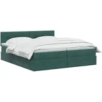 vidaXL Lit coffre à LED avec matelas, vert foncé, 180 x 200 cm, velours