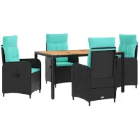 Syfax Ensemble de table d'extérieur, 5 pièces, en résine tressée (PE) et en acier avec revêtement par poudre