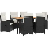 Syfax Ensemble de table d'extérieur, 7 pièces, noir et crème