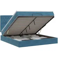 vidaXL Coffre de rangement avec lit intégré et matelas, bleu foncé, 180 x 200 cm, revêtement en velours