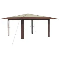 vidaXL , tonnelle sans parois latérales, 4 x 4 mètres, couleur crème et marron