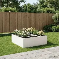 vidaXL Pot de jardin blanc, 100 x 100 x 40 cm, en acier laminé à froid