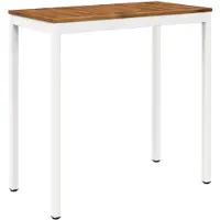 Syfax Table de jardin, design naturel et blanc, dimensions : 108,5 x 55 x 105 cm