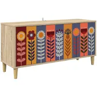 Syfax Meuble TV ESSEN, 102 x 33 x 50 cm, panneau de particules imitation bois Sonoma