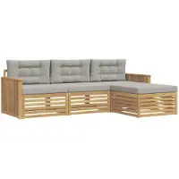 vidaXL Ensemble de salon de jardin, 4 pièces, blanc et gris clair