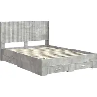 vidaXL Sommier avec rangement et tête de lit, gris béton, aggloméré