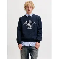 Jack & Jones Sweat-shirt 'JORFREDERIKSBERG' bleu foncé / blanc