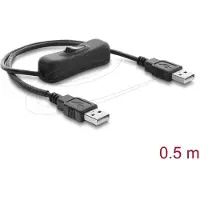 DeLOCK Câble d'alimentation USB, connecteur Type-A mâle vers mâle, avec interrupteur