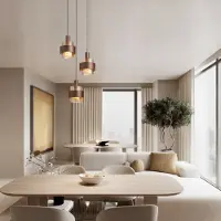Lyora Lampe pendante moderne Serena 3 café brun clair