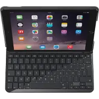 Logitech Slim Folio, clavier AZERTY, modèle français, compatible avec Apple, couleur gris foncé, détails noirs, résistant à la poussière, résistant aux rayures, sans fil