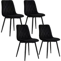 Relaxdays , ensemble de 4 chaises de salle à manger, en velours, avec pieds en métal, capacité de 120 kg, idéales pour le salon et la cuisine, chaise de cuisine rembourrée, couleur noire