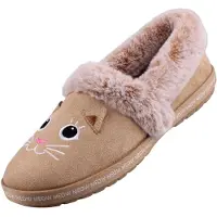 SKECHERS BOBS Too Cozy - Meow Pajamas Damen Hausschuhe gefüttert Braun