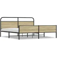 vidaXL Lit métallique sans matelas Chêne Sonoma 200x200 cm