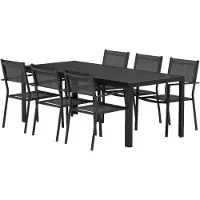 Ebuy24 Mirko set de jardin table 90x200 cm noir 6 chaises noir.