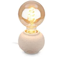 Briloner Lampe de table pied en céramique Ø10 x 8 cm douille E27 max. 25 W interrupteur sur le cordon beige - Lampe de chevet pour salon chambre couloir