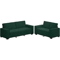 vidaXL Ensemble de canapés 2 pièces avec coussins vert foncé velours