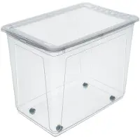 Keeeper Boîte de rangement avec roulettes et système Air Control, 63 litres, 59 x 39 x 42 cm, Bert, Nature (transparente)