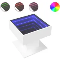 vidaXL Table basse LED blanche 50x50x45 cm bois composite