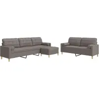 vidaXL Ensemble de canapés 3 pièces avec pouf & coussins décoratifs Tissu Taupe