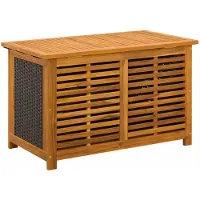 vidaXL Coffre de rangement pour jardin, 185 litres, en bois massif d'acacia, 90 x 50 x 56 cm, noir