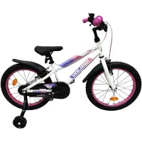 Volare Vélo enfant Lily - Fille - 18 pouces - Blanc Rose Violet - Deux freins à main