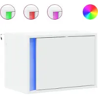 vidaXL Table de chevet murale avec lumières LED blanc