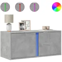 vidaXL Armoire TV murale avec éclairage LED gris béton 80x31x35 cm